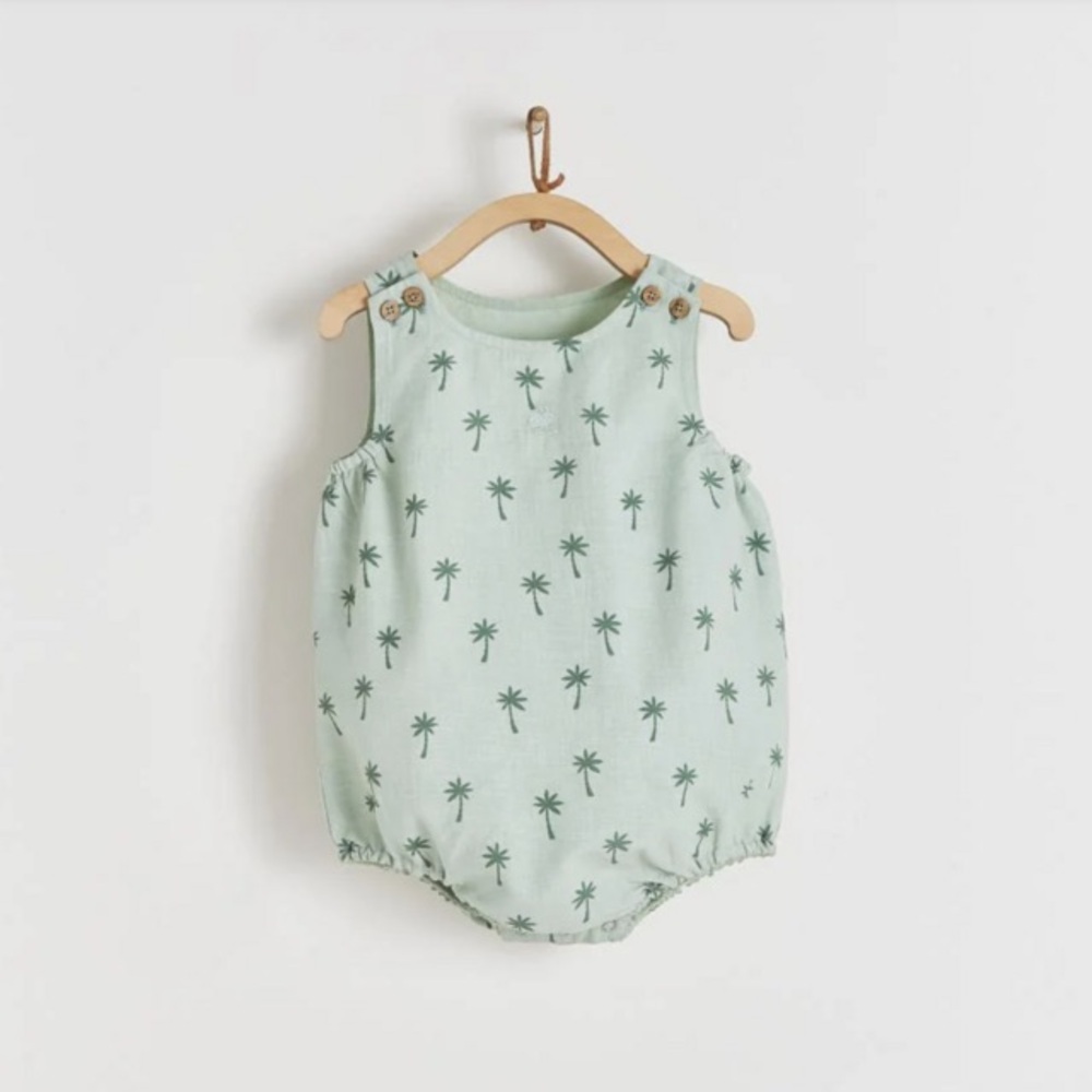 Babycottons Light Green Baby Romper